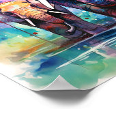 Farbenfrohe Elefanten Aquarellbilder Poster (Ecke)