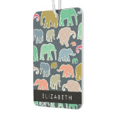 Farbenfrohe Elefanten, Elefantenmuster, Ihr Name Autolufterfrischer (Links)