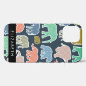 Farbenfrohe Elefanten, Elefantenmuster, Ihr Name Case-Mate iPhone Hülle (Rückseite (Horizontal))