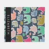 Farbenfrohe Elefanten, Elefantenmuster, Ihr Name Fleecedecke (Vorderseite (Horizontal))