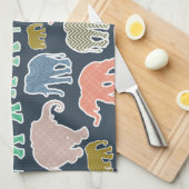 Farbenfrohe Elefanten, Elefantenmuster, Ihr Name Geschirrtuch (Viertel Falte)