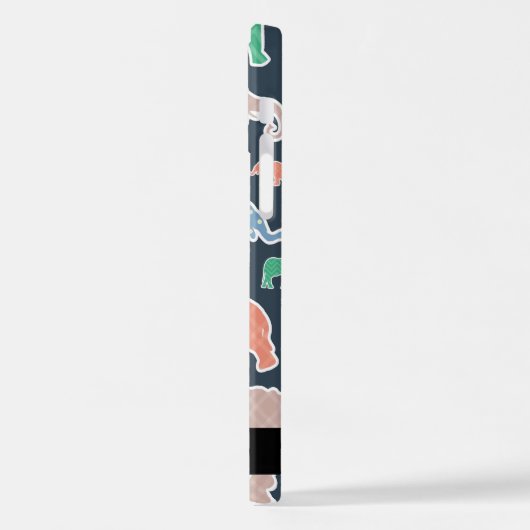 Farbenfrohe Elefanten, Elefantenmuster, Ihr Name iPhone Hülle (Linke Seite)