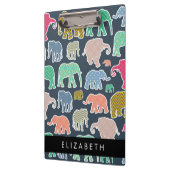 Farbenfrohe Elefanten, Elefantenmuster, Ihr Name Klemmbrett (Links)