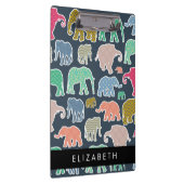 Farbenfrohe Elefanten, Elefantenmuster, Ihr Name Klemmbrett (Rechts)