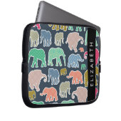 Farbenfrohe Elefanten, Elefantenmuster, Ihr Name Laptopschutzhülle (Vorne Rechts)