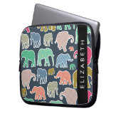 Farbenfrohe Elefanten, Elefantenmuster, Ihr Name Laptopschutzhülle (Vorderseite Links)