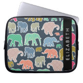 Farbenfrohe Elefanten, Elefantenmuster, Ihr Name Laptopschutzhülle (Vorderseite)