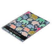 Farbenfrohe Elefanten, Elefantenmuster, Ihr Name Notizblock (Linke Seite)