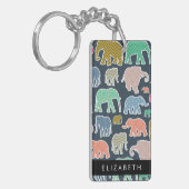 Farbenfrohe Elefanten, Elefantenmuster, Ihr Name Schlüsselanhänger (Vorderseite links)
