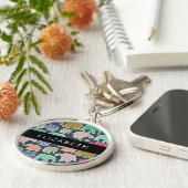 Farbenfrohe Elefanten, Elefantenmuster, Ihr Name Schlüsselanhänger (Seite)