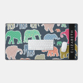Farbenfrohe Elefanten, Elefantenmuster, Ihr Name Schreibtischunterlage (Tastatur & Maus)