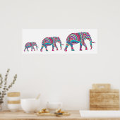 Farbenfrohe Elefanten Poster (Küche)
