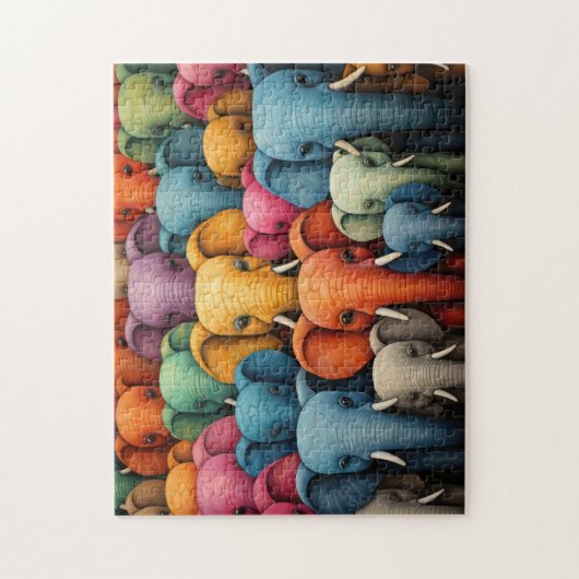 farbenfrohe Elefanten Puzzle (Vertikal)