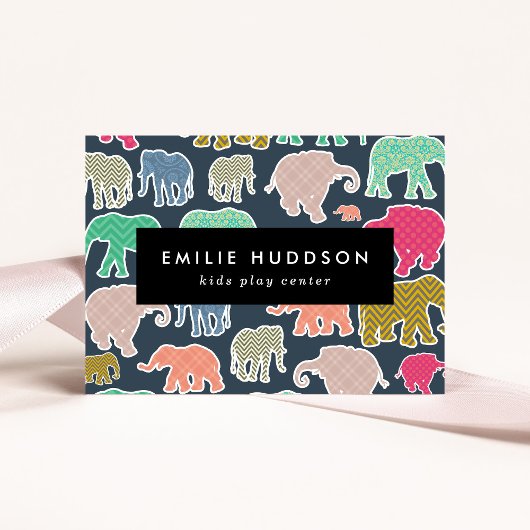 Farbenfrohe Elefanten, Spielzentrum, Aktivitätszen Visitenkarte