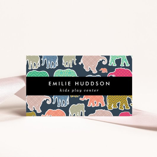 Farbenfrohe Elefanten, Spielzentrum, Aktivitätszen Visitenkarte