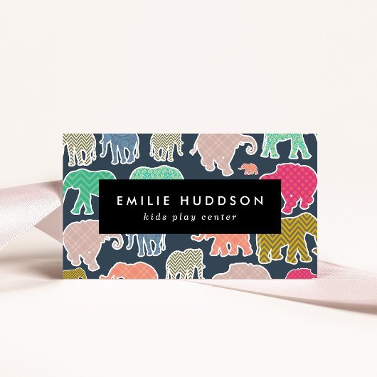 Farbenfrohe Elefanten, Spielzentrum, Aktivitätszen Visitenkarte