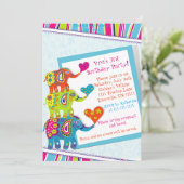 Farbenfrohe Elefanteneinladung Einladung (Stehend Vorderseite)