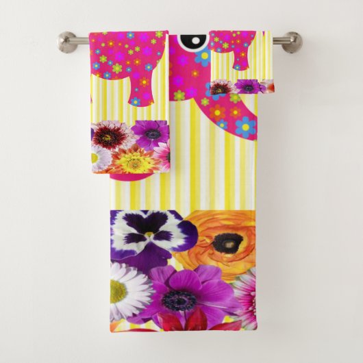 Farbenfrohe Elefantengelbe StreifenBadetücher Sets (Insitu)