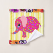 Farbenfrohe Elefantengelbe StreifenBadetücher Sets (Waschlappen)