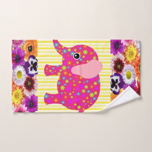 Farbenfrohe Elefantengelbe StreifenBadetücher Sets (Handtuch)