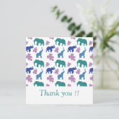 Farbenfrohe Elefantenkarte - individuell anpassbar Einladung (Stehend Vorderseite)