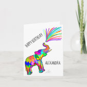 Farbenfrohe Elefantenkunst zum Geburtstag Karte (Vorderseite)