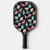 Farbenfrohe Elefantenmuster Pickleball Schläger (Rückseite)