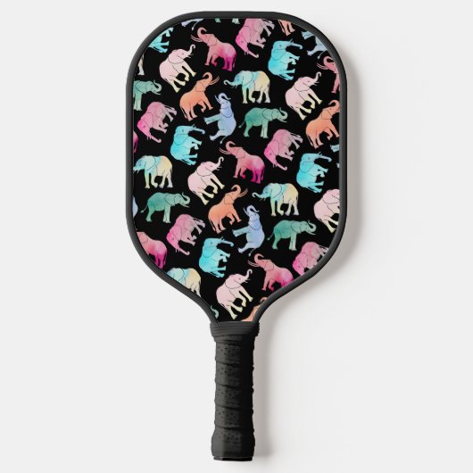 Farbenfrohe Elefantenmuster Pickleball Schläger (Rückseite)