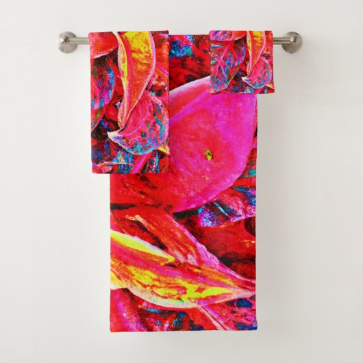 Farbenfrohe Elegance-Blätter Muster Badhandtuch Set (Insitu)