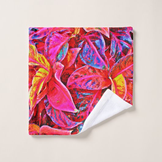 Farbenfrohe Elegance-Blätter Muster Badhandtuch Set (Waschlappen)