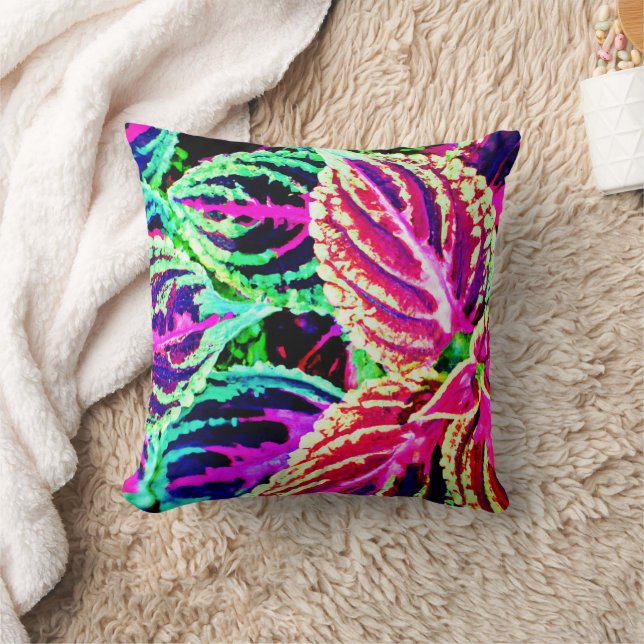 Farbenfrohe Elegance-Blätter Muster Kissen (Decke)