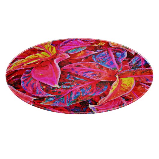 Farbenfrohe Elegance-Blätter Muster Schneidebrett (Ecke)