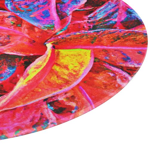 Farbenfrohe Elegance-Blätter Muster Schneidebrett (Ecke)