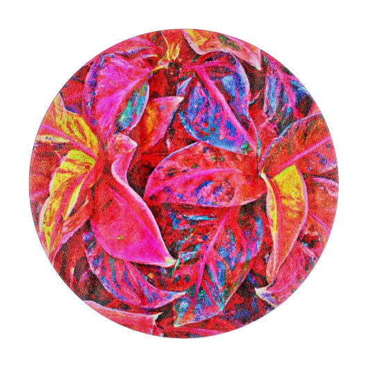 Farbenfrohe Elegance-Blätter Muster Schneidebrett (Vorderseite)