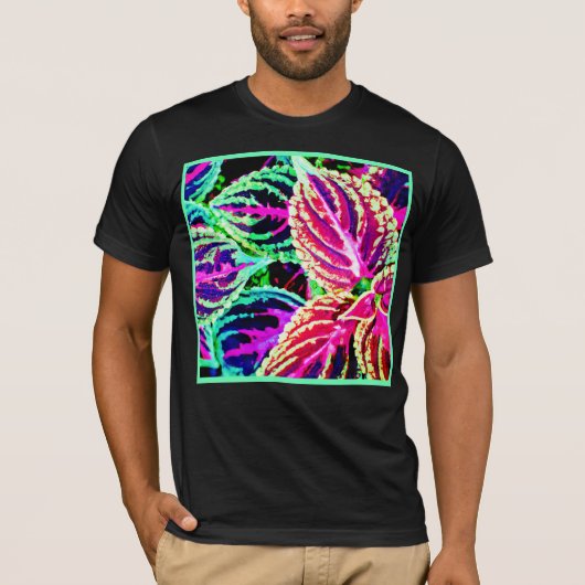 Farbenfrohe Elegance-Blätter Muster T-Shirt (Vorderseite)