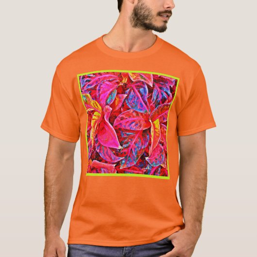 Farbenfrohe Elegance-Blätter Muster T-Shirt (Vorderseite)