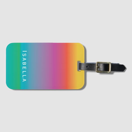 Farbenfrohe Elegant Regenbogen Gradient Ombre Mono Gepäckanhänger (Vorderseite (Horizontal))