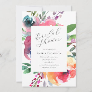 Farbenfrohe elegante Aquarell-Blumen-Hochzeitsdusc Einladung