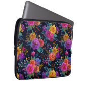 Farbenfrohe Elegante Blume auf dem Schwarzen Glamo Laptopschutzhülle (Vorne Rechts)
