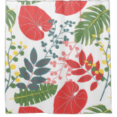Farbenfrohe, elegante botanische Muster grün rot Duschvorhang (Vorderseite)