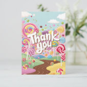 Farbenfrohe Elegante Candyland Dankeskarte (Stehend Vorderseite)
