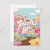 Farbenfrohe Elegante Candyland Dankeskarte (Vorne/Hinten)