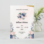 Farbenfrohe Elegante Hochzeitsfeier Einladung (Stehend Vorderseite)