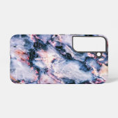 Farbenfrohe Elegante Marmorplatte Weiß Blau und Ro Samsung Galaxy Hülle (Rückseite (Horizontal))