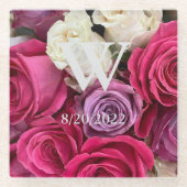 Farbenfrohe, elegante Monogramm-Rose Untersetzer a (Vorderseite)