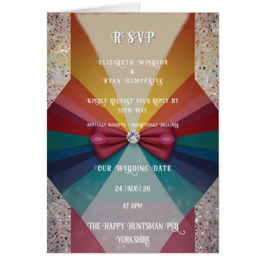 Farbenfrohe Elegante Rainbow Hochzeit Einladung (Vorne)