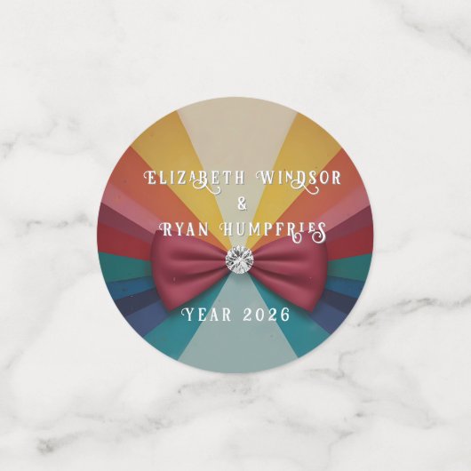 Farbenfrohe Elegante Rainbow Hochzeit Einladung Konfetti (Klein Vorderseite)