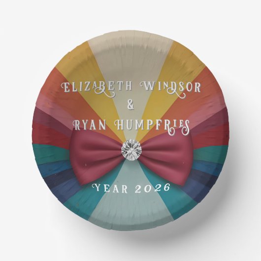 Farbenfrohe Elegante Rainbow Hochzeit Einladung Pappteller (Vorderseite)
