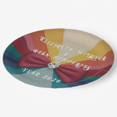 Farbenfrohe Elegante Rainbow Hochzeit Einladung Pappteller (Schrägansicht)