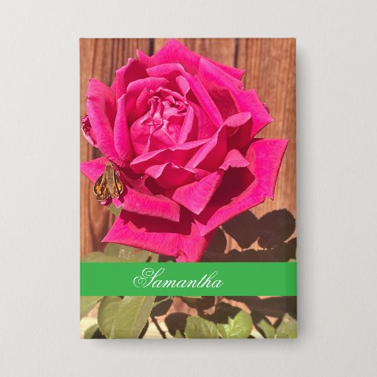 Farbenfrohe Elegante Rosa Blume Rosa Blütenfarben Button (Vorderseite)